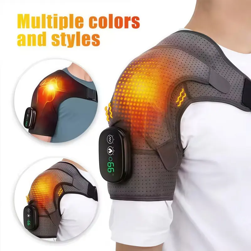 Electric Heated Shoulder Massage Belt, Adjustable Heating Back Support, 3 Speed Lightweight Relaxing Massager Pad, Unisex Arm Muscle Relaxer