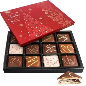 Luxury Chocolate-Covered Graham Cracker Gift Box – 12 Gourmet Treats with Rich Chocolate & Assorted Toppings – Perfect Food Gift for Gifting, Special Occasions, or Sharing with Loved Ones