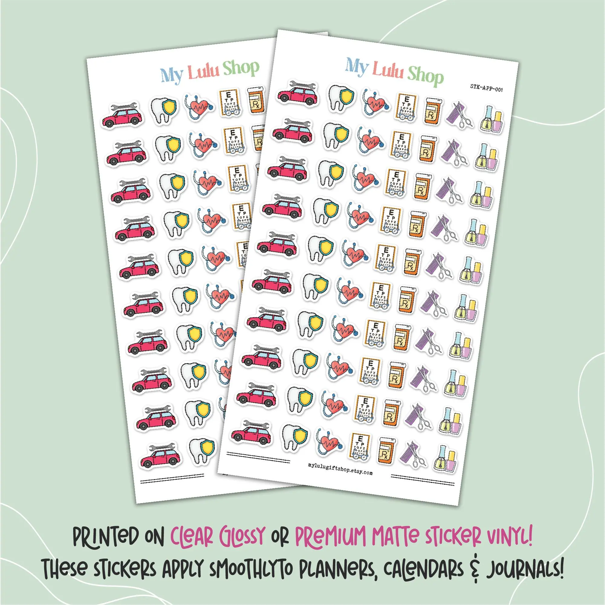 APPOINTMENT Reminder Planner Stickers for Calendars & Journals - Clear Glossy or White  Premium Matte Sticker Vinyl - Perfect for Festive Planning & Organization