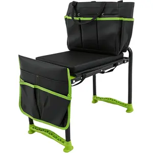 Kneeler and Seat, Stool with 11" Wide Detachable Kneeling Pad, Foldable Bench Chair with Tool and Bag, Gifts for, Seniors