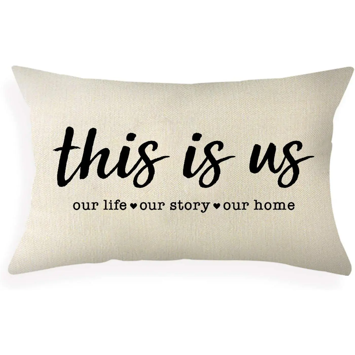 Farmhouse Pillowcase Covers with This is us Quote 12" x 20" Lumbar Pillowcase Covers Home Decorative Cotton Linen Cushion Case for Sofa Couch Housewarming Gifts Family Room Décor