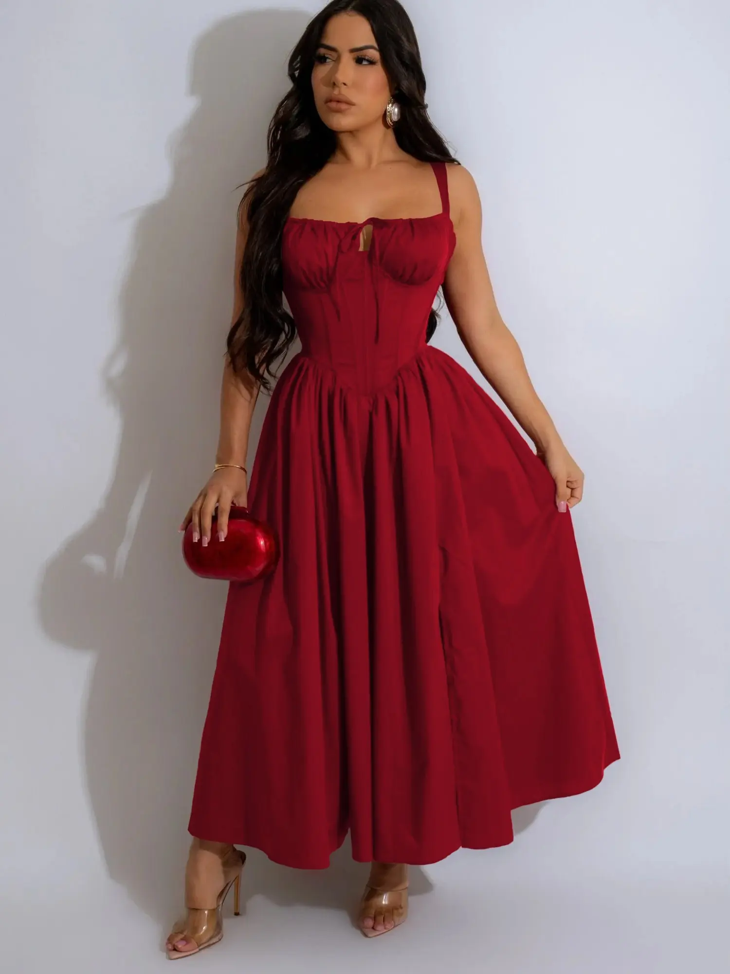 USBOUTIQUECHIC Women's A-Line Maxi Dress Heavyweight Knit Long Dress for Winter Formal & Casual Wear