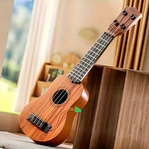 Beginner Ukulele Mini Wooden Plastic Guitar Instrument, Practice Guitar with Realistic Stainless Steel Strings, Perfect Gift for Holidays