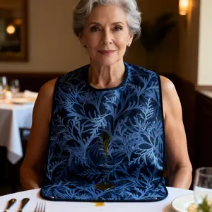 Adult Eating Apron Wind Series, Elderly Meal Bib, Waterproof Oil-Proof Saliva Towel, Multifunctional Adult Apron, Anti-Slobber Mouth Guard