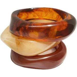 Chunky Resin Acrylic Bangle Bracelets for Women, Colorful Wide Geometric Bangles Set, Statement Stackable Bracelet Jewelry Gift