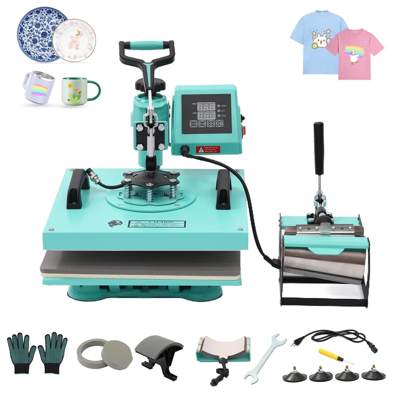 GAOMON 6-in-1 15x15in Heat Press Machine with Advanced Conduction Technology, Digital Sublimation Combo, 360° Swing Away, Adjustable Temp & Pressure, Fast Heating for T-Shirts, Custom Apparel, Gifts