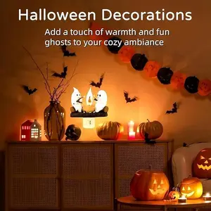 Halloween Ghost Bonfire LED Nightlight – Flickering Flame Effect, Spooky Tabletop Decor for Indoor & Outdoor Parties Glow-in-the-Dark Ghost Flame Night Light Ornaments Decoration