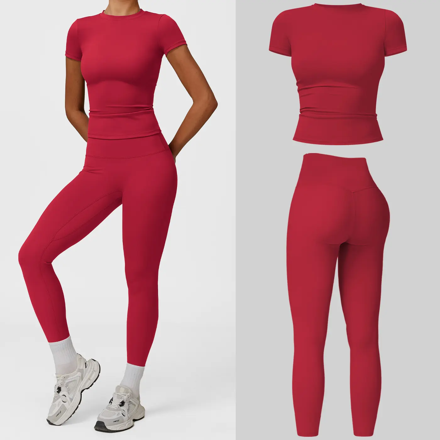 Short Sleeve Set - Raspberry Red