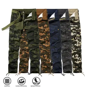 1-pack men’s camouflage cargo pants, 100% cotton, no belt included; tear-resistant and durable; regular fit suitable for outdoor work, hiking, casual wear, and mountaineering.