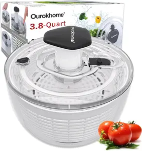 Ourokhome Salad Spinner & Vegetable Dryer – 3.8QT One Hand Press Lettuce Washer for Greens, Herbs & Fruits