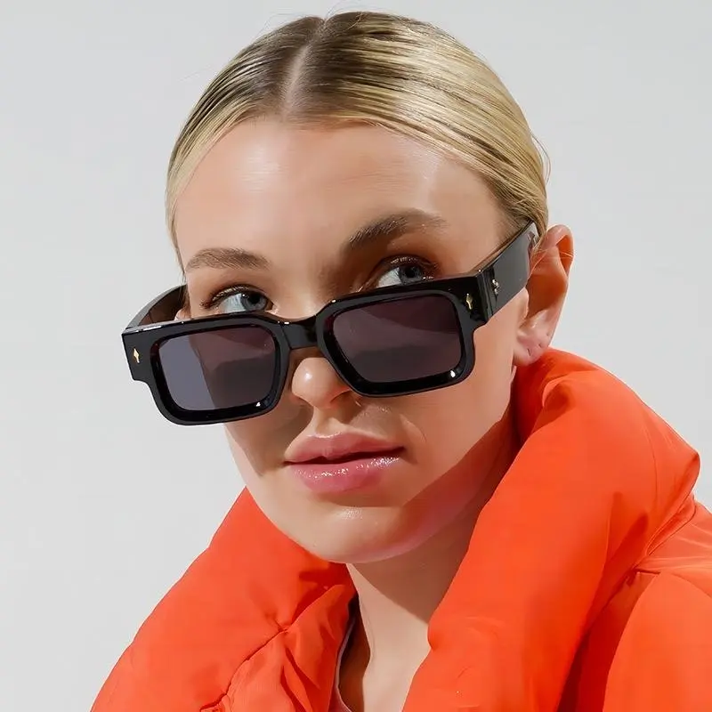 2pcs Retro Square Fashion For Women Men Thick Frame Anti  display picture 2