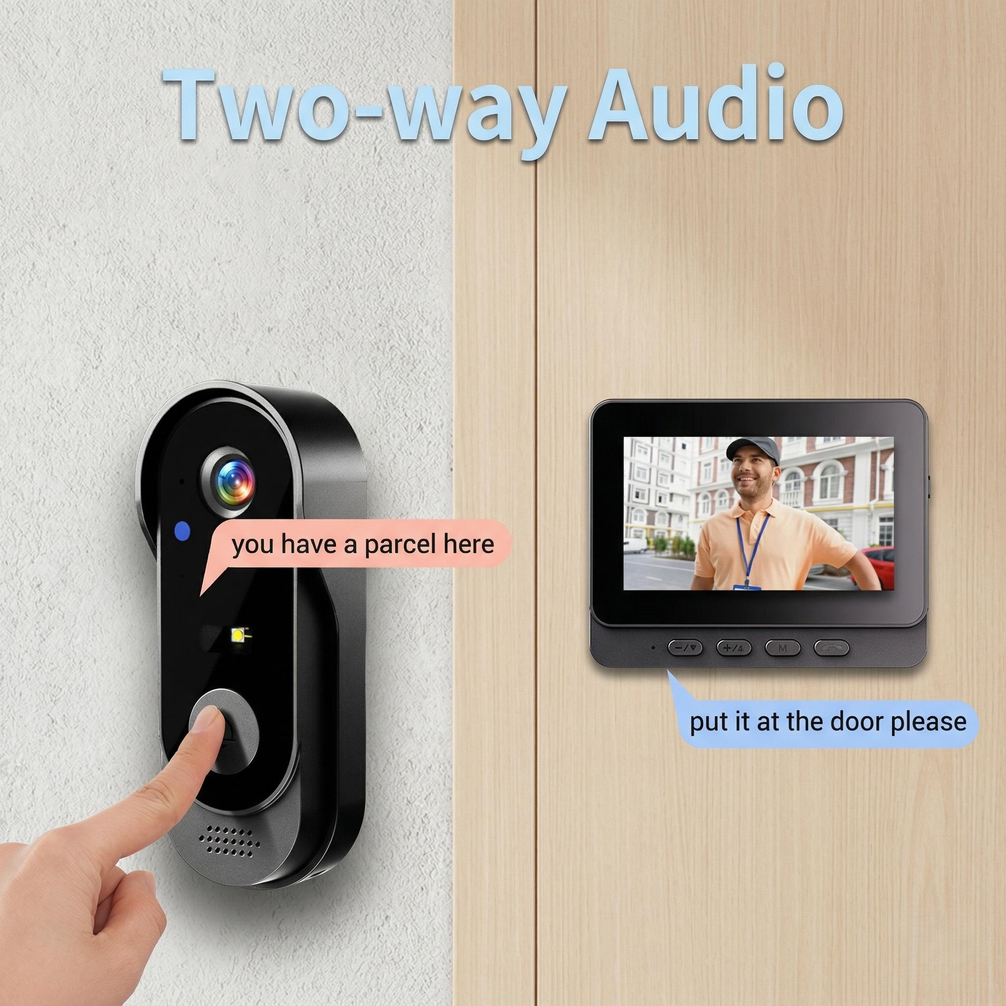 X8 Wireless Doorbell Camera, No App & No Monthly Fees, Rechargeable Video Doorbell with Night Vision, Motion Sensor, Two-Way Audio, Waterproof Home Security