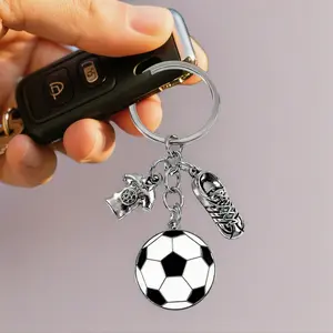 Men's 3-Piece Alloy Football Shoe Keychain Pendants, Football-Themed Hanging Decor, Sports Fan Backpack Accessory