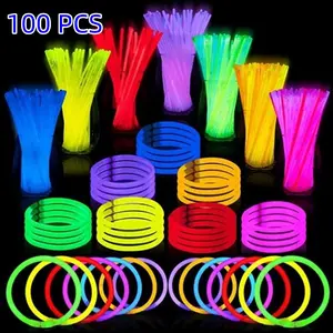 100 Piece Glow Sticks with Connectors, Party Supplies for Holidays, Night Glowing Rods, Perfect for Christmas Halloween Thanksgiving