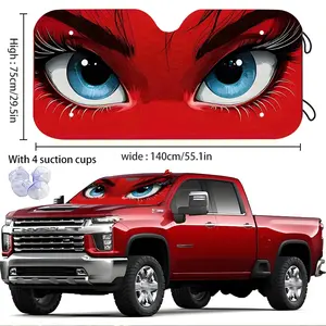 Bottom Blue Eye Seductive Eyelashes Car Sunshade, High-Quality UV Protection Windshield Shade, Foldable with Storage Bag and Suction Cup, Semi Truck Sunshade