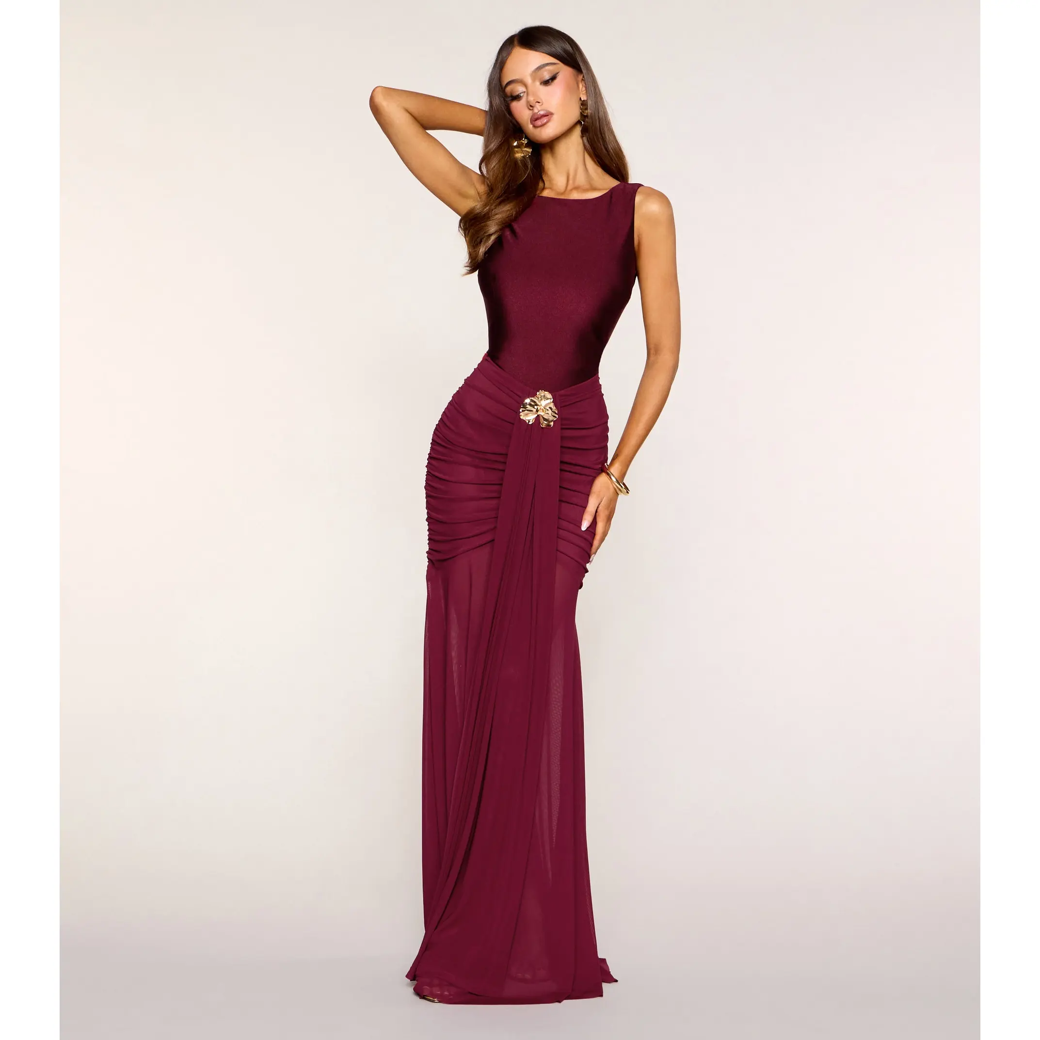 Myra Mesh Open Back Formal Dress