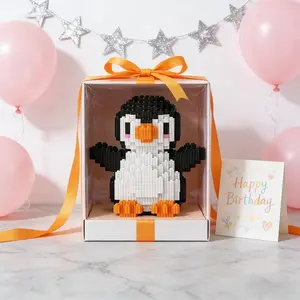 Cute Penguin 3D Animal Shape Puzzle Building Block Ornament, Perfect for Home Office and Party Decor, Ideal Gift for All Occasions