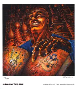 LSD Blotter Art Print How Ta Turn A Womun Inta An Lectric Geetar by EMEK, Signed & Numbered, 2003