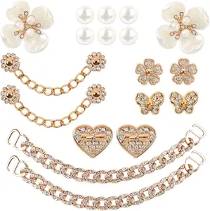 Bling Shoe Charms – Crystal Rhinestone Pearl Flower Clog Decoration with Chain, Cute Accessories for Women, Party Birthday Gift