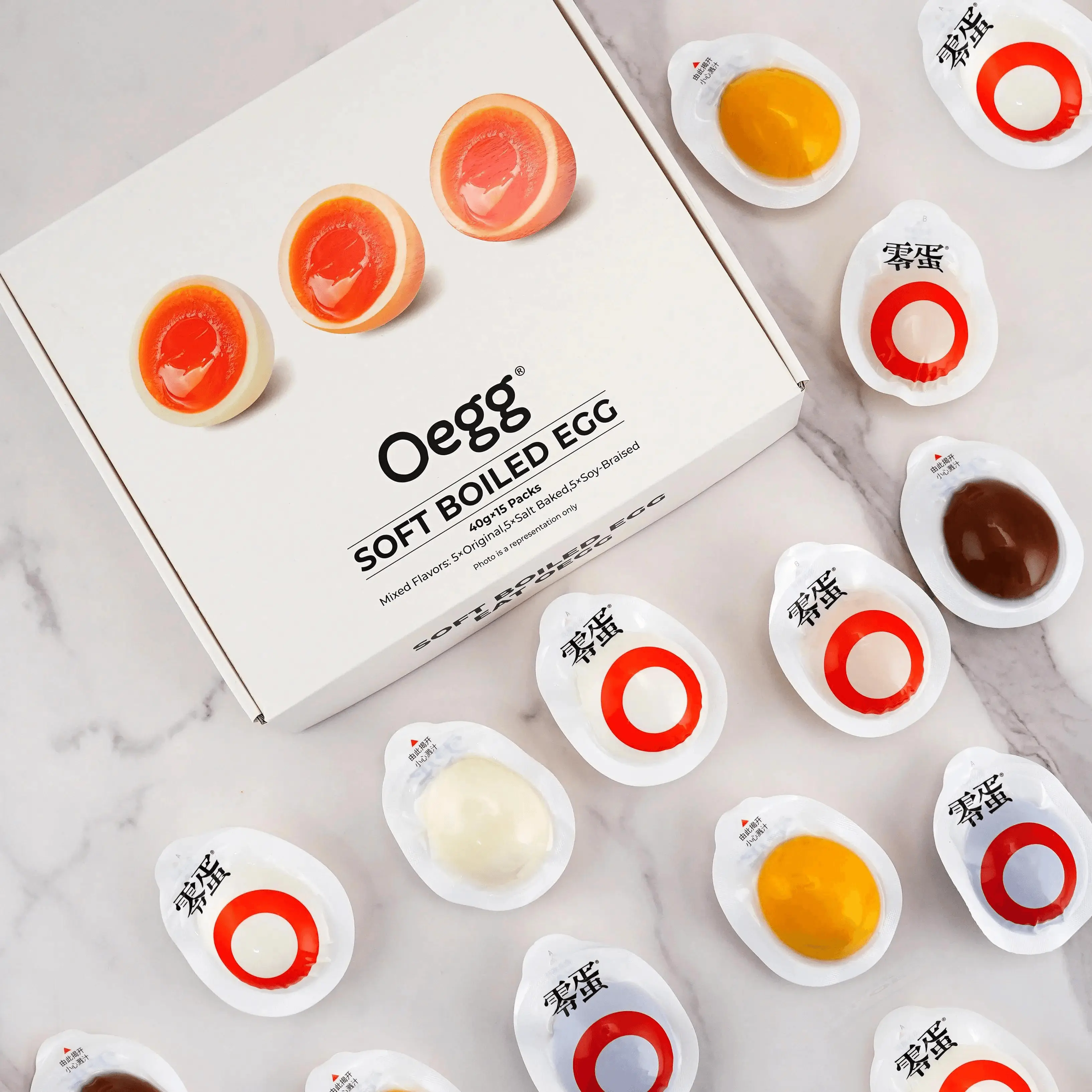 0EGG Instant Marinated Eggs - 15 Pack (600g) Mixed Flavors: Original, Salted, Soy Sauce - Ready-to-Eat Protein Snack for Breakfast & On-the-Go