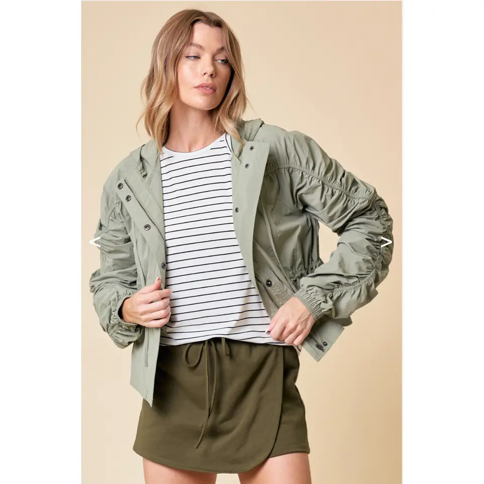 Cinched Sleeve Parachute Jacket