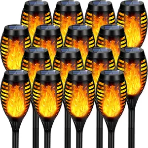 Solar Lights Outdoor, Upgraded 16 Pack Solar Torch Lights Outdoor Flickering Flame for Garden Decor, Waterproof Outdoor Lights Solar Powered, Tiki Torches for Outside Yard Patio Pathway Decor