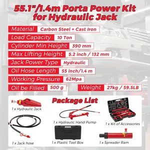 Garvee Heavy Duty Hydraulic Porta Power Kit – 4 Ton & 12 Ton Capacity – Multifunctional Auto Body Frame Repair Jack – Leak-Proof Oil Hose – Complete Tool Set & Storage Case – For Car, Truck, SUV, Equipment Maintenance
