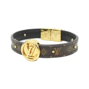 Pre-owned Louis Vuitton Calfskin Small Leather Goods Monogram Bracelet LV Circle Reversible Bracelet