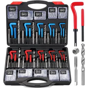 Helicoil Thread Repair Kit 320- Metric SAE Heli Coil Thread Repair Kit with HSS Drill Bits Inserts Taps Break Off Tools, Universal Threaded Restorer Restoring Rethread