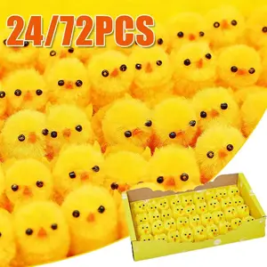 Easter Chick Plush Mini Yellow Chicken Simulation Animal Cute DIY Party Decoration Gift for Kids Children Desktop Ornament Soft Stuffed Animals