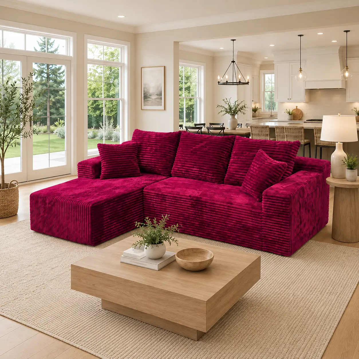 96" L-Shaped Modern Modular Sectional Sofa - Oversized Boneless No-Assembly Convertible Sleeper, Deep Seat Indoor Sofa, Customizable Upholstered Couch for Living Room Decor, L Shaped Sofas,familyfun