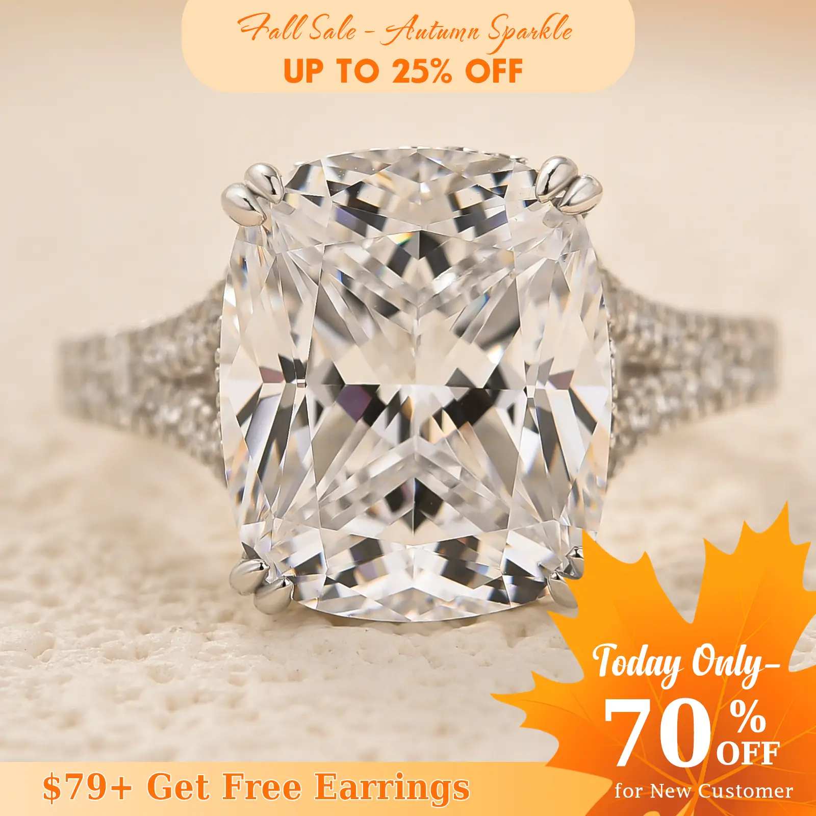 Effinny 5.0ct Split Shank Cushion Cut Engagement Ring,925 Sterling Silver Women's Promise Ring,5A Grade Cubic Zirconia Wedding Ring for Women