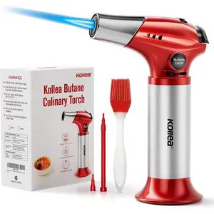 Creme Brulee Torch, Refillable Butane Torch Lighter, Kitchen Torch Food Torch with Safety Lock & Adjustable Flame for Baking, Crafts, BBQ (Gas not included)