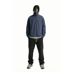 STEEL Men's premium crispy nylon long sleeve half zip pullover jacket