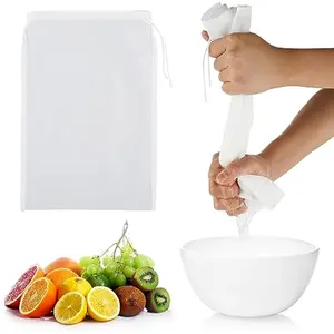 4 Pack Nylon Nut Milk Bag 8 × 12 Inches Fine Mesh Cheese Cloth Multiple Usage Reusable Food Strainer Professional Cold Brew Filter for Straining Juice Coffee Yogurt Tea (Nylon, 12×8 In)