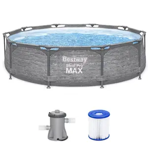 Bestway Steel Pro MAX 10ft x 30 Inch Above Ground Outdoor Swimming Pool Set