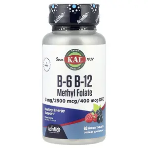 KAL B-6 B-12 Methyl Folate, Mixed Berry, 60 Micro Tablets