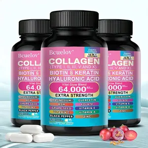 Types I, II, III, V, And X Collagen Supplements - Enriched with Biotin And Keratin, Along with Hyaluronic Acid - Healthy Skin, Nails, And Hair - 120 Capsules