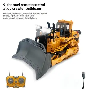 2.4G Remote-Controlled Bulldozer, 9/11 Channel Engineering Vehicle with Lights, Sounds, And Water Spray Feature - Perfect Christmas And Birthday Present for Boys