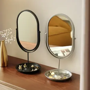 Makeup Mirror for Vanity Table Oval Shape High Definition Desktop Mirror  for Dorm Room Home Bedroom Girls Women Home Decorative Mirror