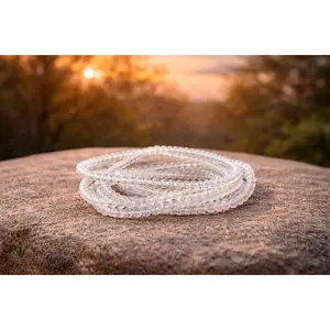 4mm Faceted Natural Clear Quartz Crystal Stone Energy Bracelet