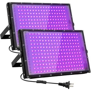 200W LED Black Lights for Glow Party IP65  UV Blacklight Floodlight 395nm Blacklight Spotlight Purple Black Light Flood Light Fluorescent UV Lights Lamp for Halloween Decor (2 Pack)