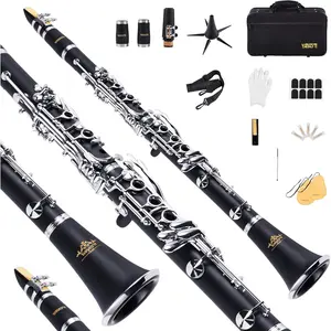 YANASON  clarinet for beginners,  nickel-plated 17- clarinet, suitable for students, professionals, school bands with Hard  Case,*2,Pads*8,Stand, Cleaning Kit,Gloves,Strap,Reeds*8