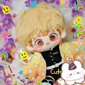 20cm Stuffed Anime Kimetsu No Yaiba Demon Slayer Agatsuma Zenitsu Figure Plush Dress Up Cotton Doll Toys for Kids Decor Gifts