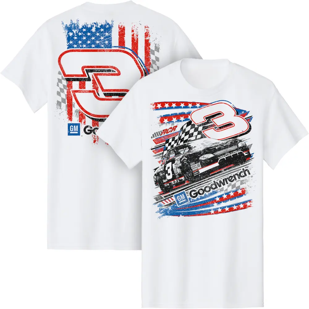 Dale Earnhardt No. 3 NASCAR Shirt Front and Back, Goodwrench Vintage Racing Tee, Intimidator Stock Car T-Shirt, Fan Gift