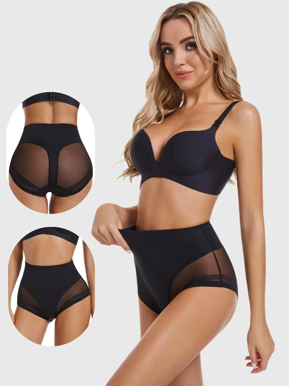Women's High-Waist Lightweight Mesh Seamless Cotton-Nylon-Spandex Shapewear Panties - Skinny Tummy Control, Butt Lifter,Elastic Comfy waist tranier shapewear for women Womenswear Breathable Compression skims waist tranier