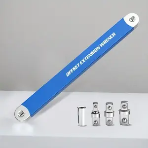 2-In-1 Multi-Functional Ratchet Offset Extension Wrench, 1/2", 1/4", 3/8" Adapter, Narrow Spaces, 180° Rotation, Anti-Slip Handle, Durable Metal