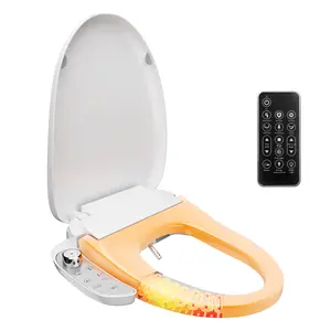 Electric Smart Bidet Seat - Heated & Elongated Design with Warm Water Wash, Wireless Remote, and Self-Cleaning Nozzle | Includes Soft-Closing Lid, LED Nightlight & Air Dryer