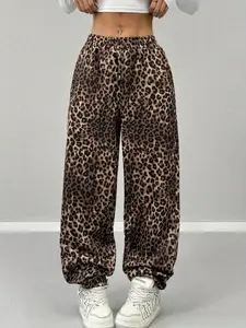 Women's Leopard Print Wide-Leg Pants — Casual and comfortable; an ideal choice for everyday wear and autumn/winter styling.