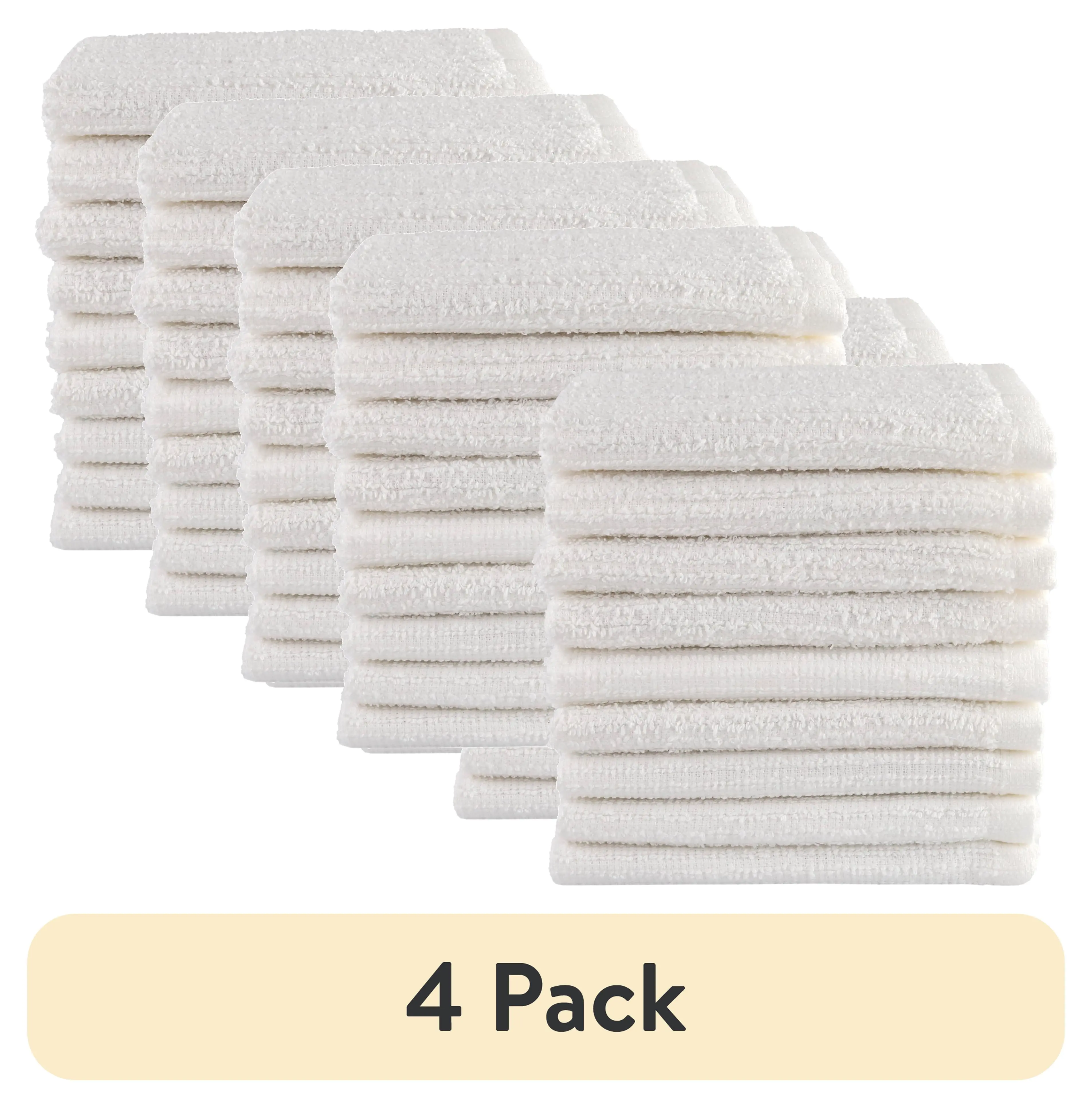 (4 pack) Mainstays 18-Piece Kitchen Bar Mop Dishcloth Set, White